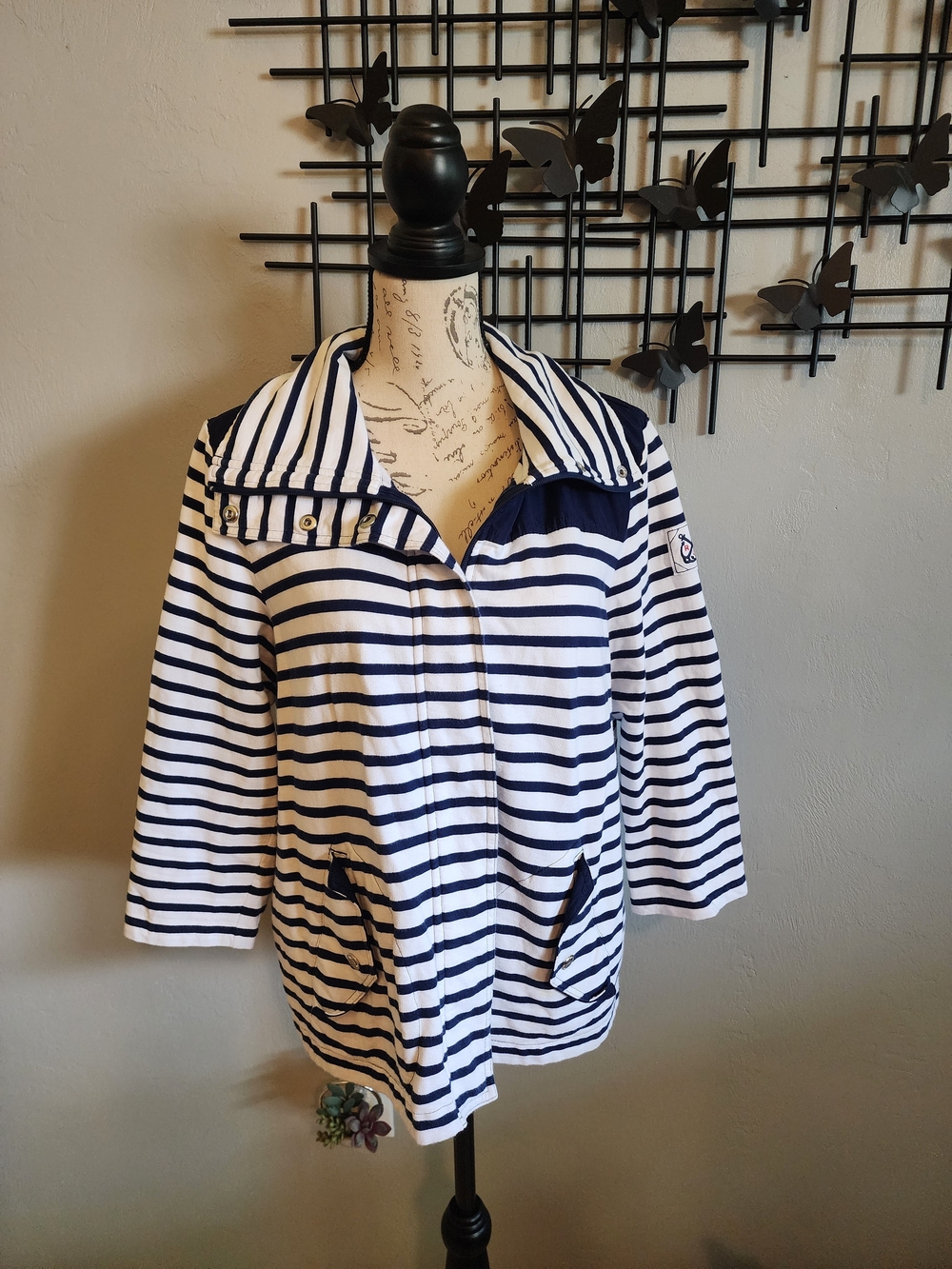 Lauren Ralph Lauren Nautical Striped Zip Up Jacket